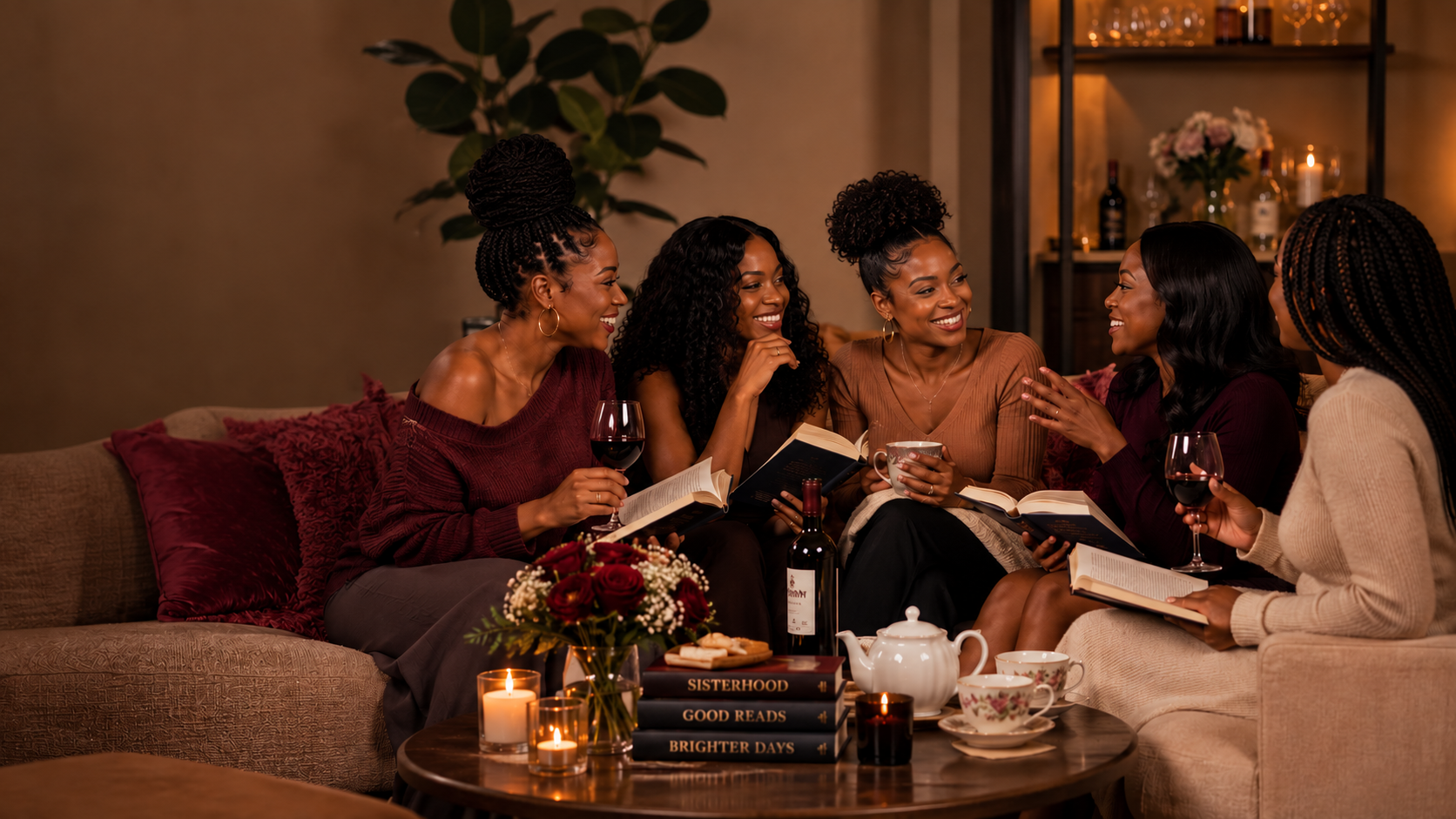Women enjoying a book club gathering